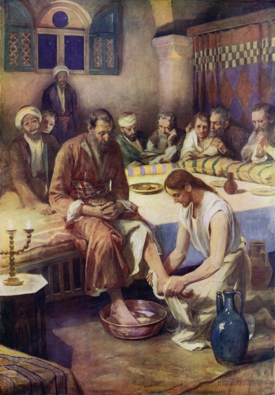 Jesús lavando los pies de los discípulos de Robert Payton Reid