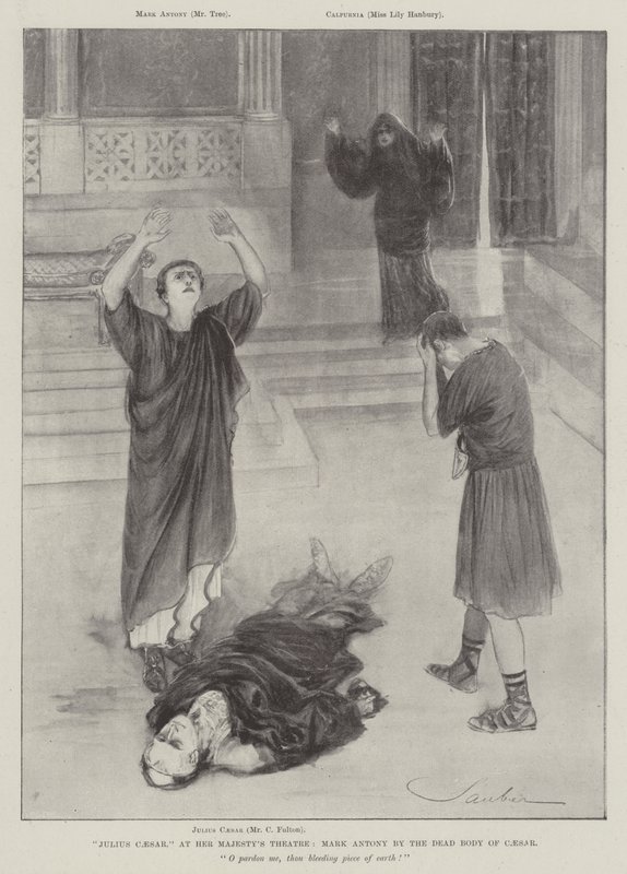Julio César, en el Teatro de Su Majestad, Marco Antonio junto al cuerpo muerto de César de Robert Sauber