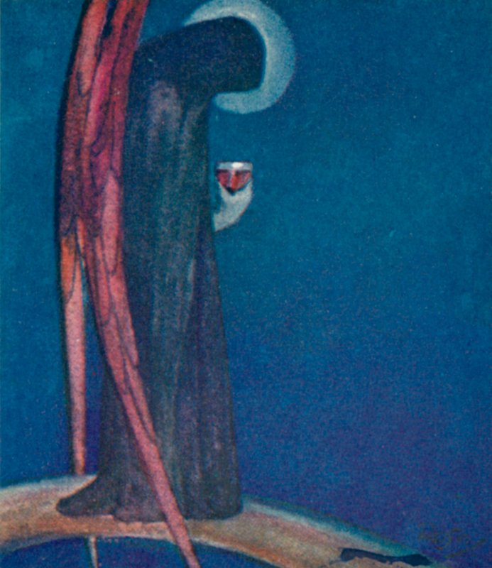 Ilustración de El sueño de Gerontius de Cardenal Newman (litografía a color) de Robert Traill Rose