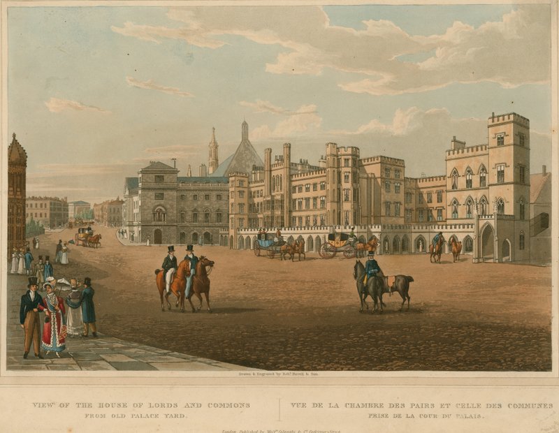 Vista de las Casas de los Lores y los Comunes desde Old Palace Yard de Robert the Elder and Younger Havell