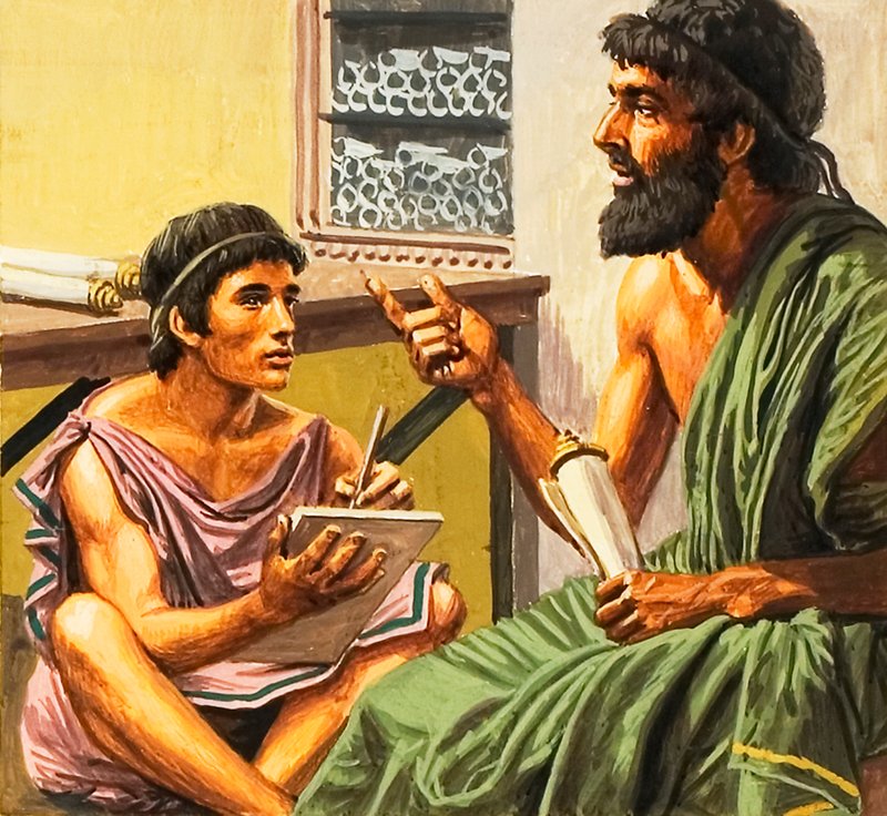 Lección de escritura en la antigua Atenas de Roger Payne