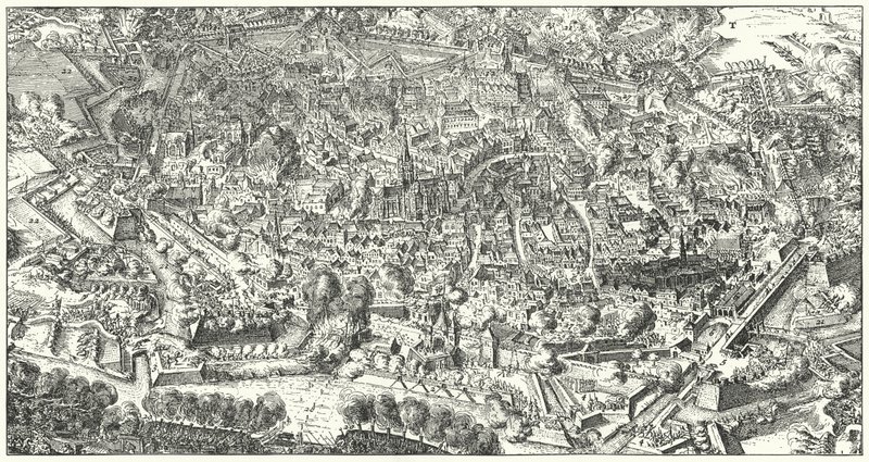 La batalla del ejército de socorro para liberar la ciudad sitiada de Viena del ejército otomano, 1683 de Romeyn de Hooghe