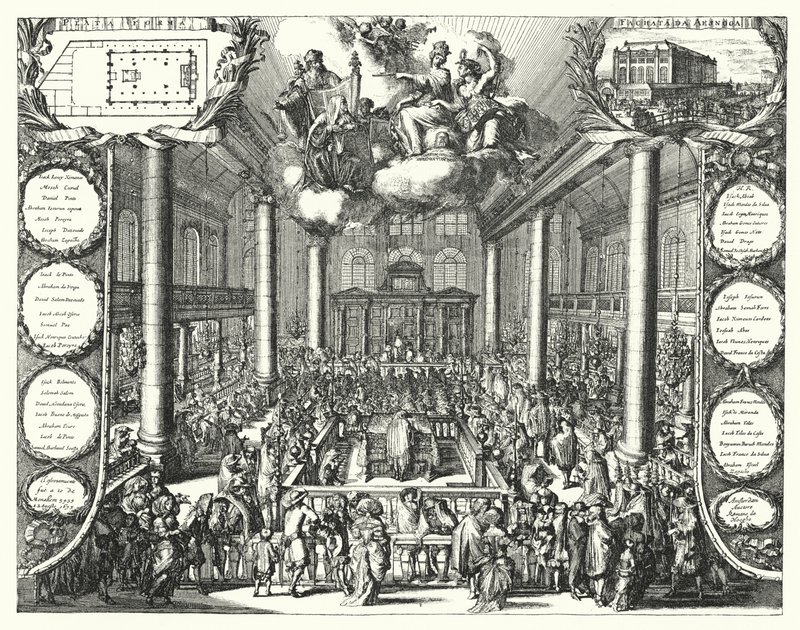La Sinagoga Portuguesa, Ámsterdam de Romeyn de (after) Hooghe