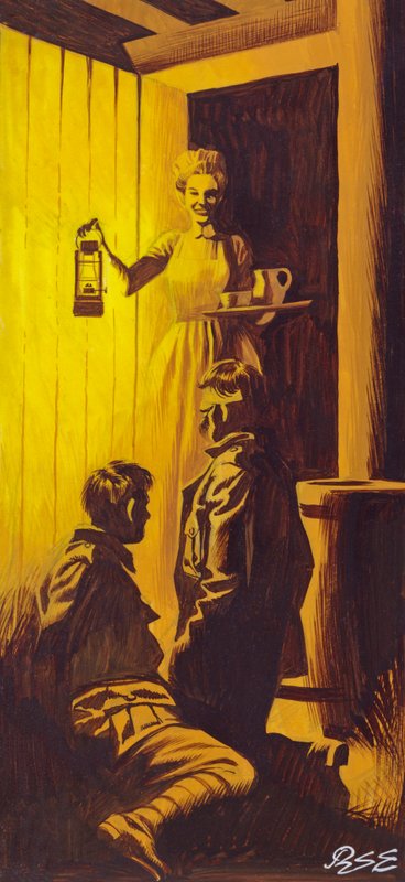Edith Cavell ocultando a soldados aliados (gouache sobre papel) de Ron Embleton
