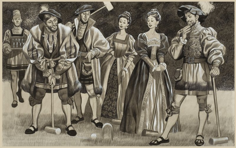 Francisco I (1494-1547) Jugando al croquet (gouache sobre papel) de Ron Embleton