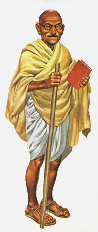 Mahatma Gandhi (litografía en color) de Ron Embleton