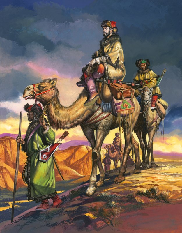 Marco Polo atraviesa los desiertos persas de Ron Embleton