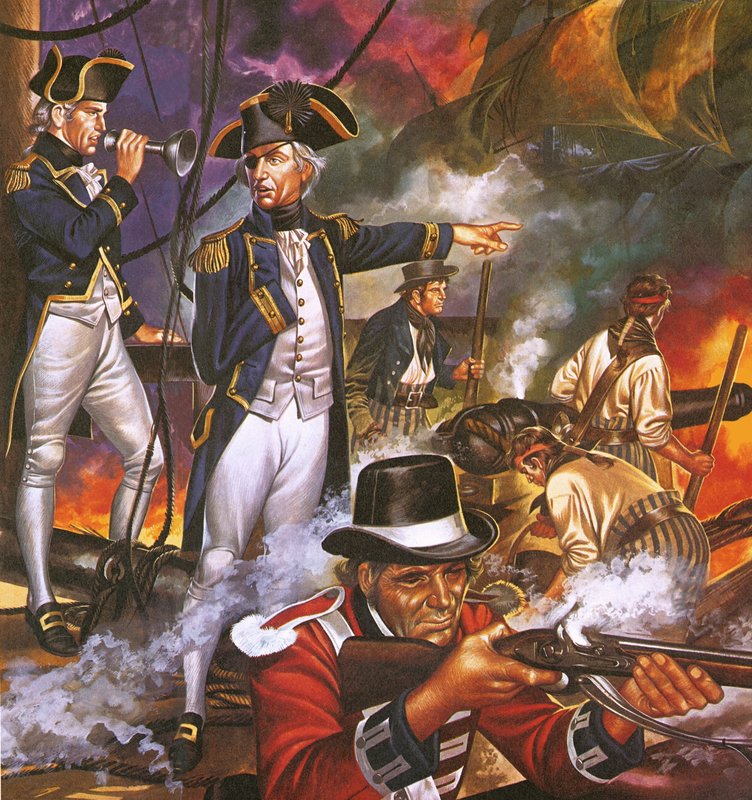 Nelson en la batalla de Trafalgar de Ron Embleton