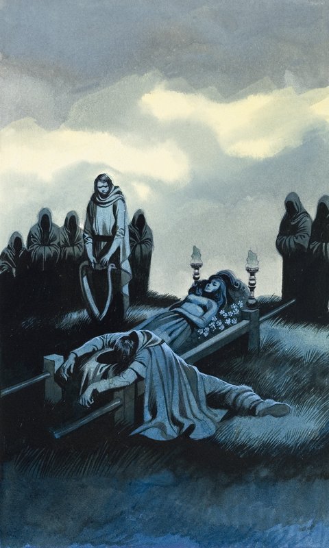 Tannhauser y Elizabeth (gouache sobre papel) de Ron Embleton