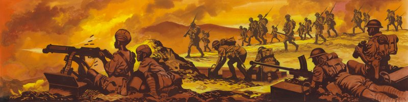 The Battle Of Keren, The British Armys Indian and Sudanese troops won (gouache sobre papel) de Ron Embleton