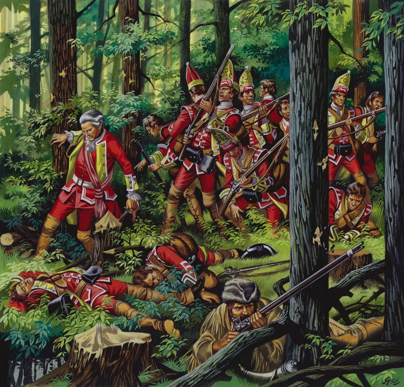 La masacre de Braddock (gouache sobre papel) de Ron Embleton