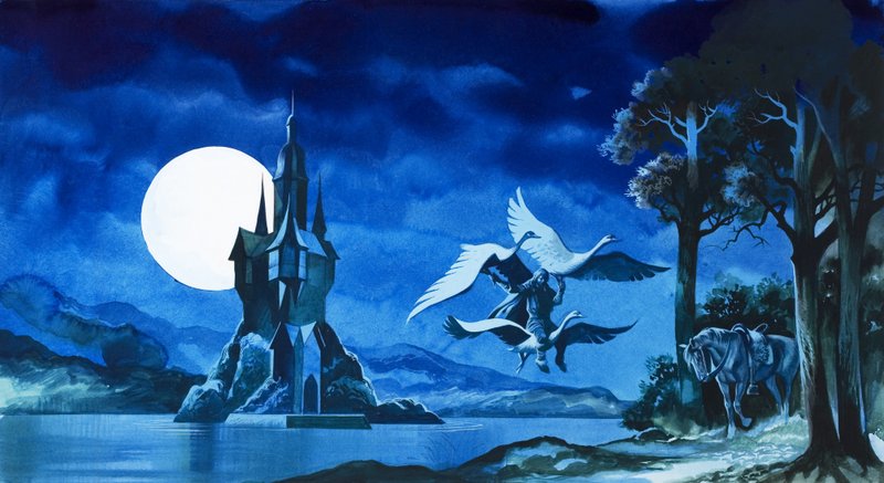 Las manzanas mágicas (gouache sobre papel) de Ron Embleton