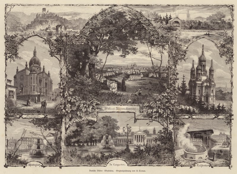 Escenas de Wiesbaden, Alemania (grabado) de Rudolf (after) Cronau