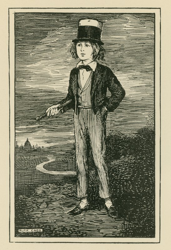 Un retrato imaginario de Charles Dickens de joven (grabado) de Ruth Cobb