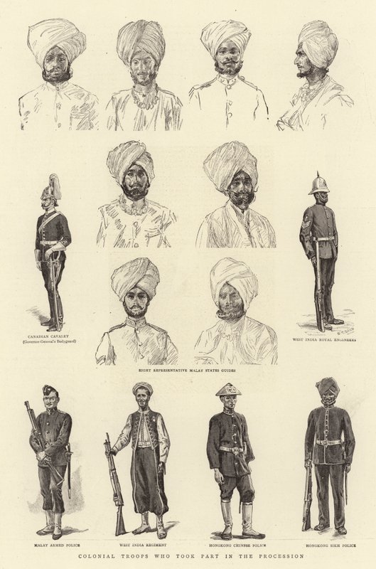 Tropas coloniales que participaron en la procesión de S.T. Dadd
