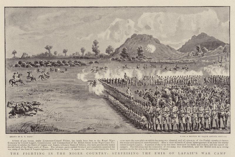 La Lucha en el País del Níger, sorprendiendo el Campamento de Guerra del Emir de Lapaie de S.T. Dadd
