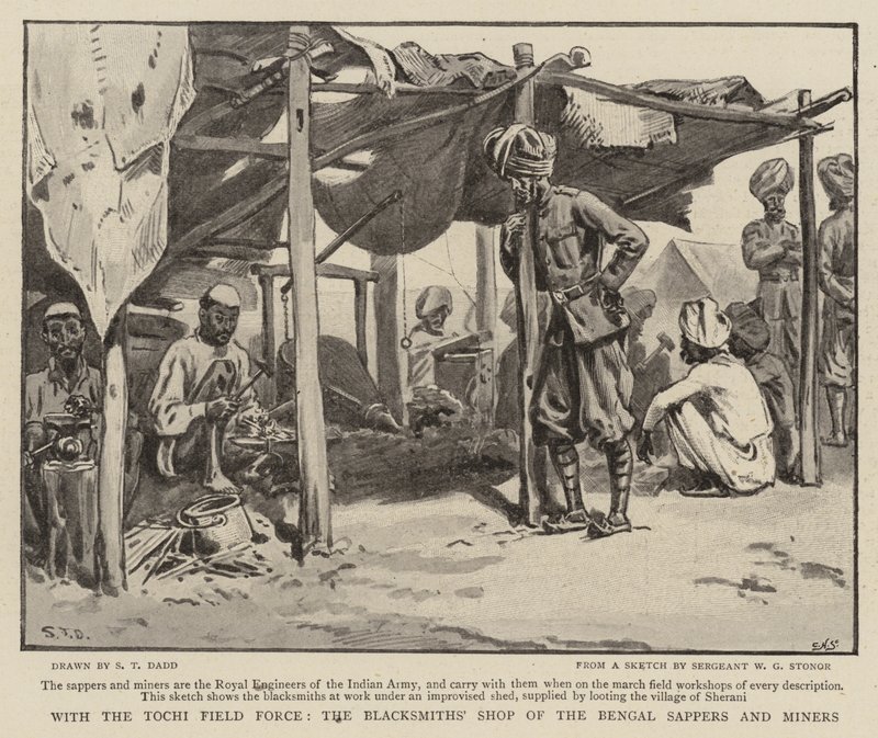 Con la Fuerza de Campo Tochi, la tienda de herreros de los zapadores y mineros de Bengala de S.T. Dadd