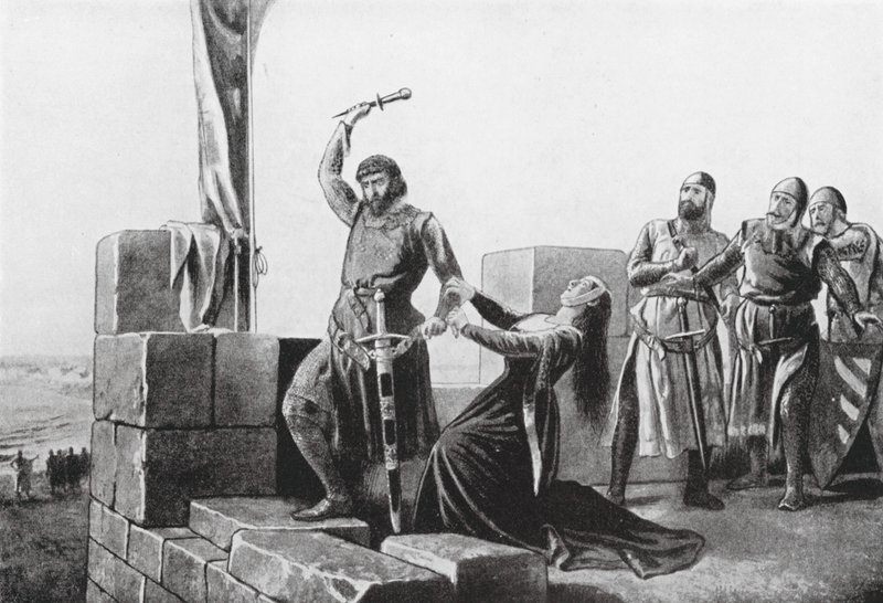 Alonso de Guzman lanza su Daga a Don Juan (litho) de Salvador (after) Martinez Cubells
