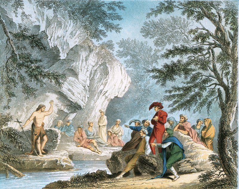 Juan el Bautista predicando en el desierto de Salvator Rosa