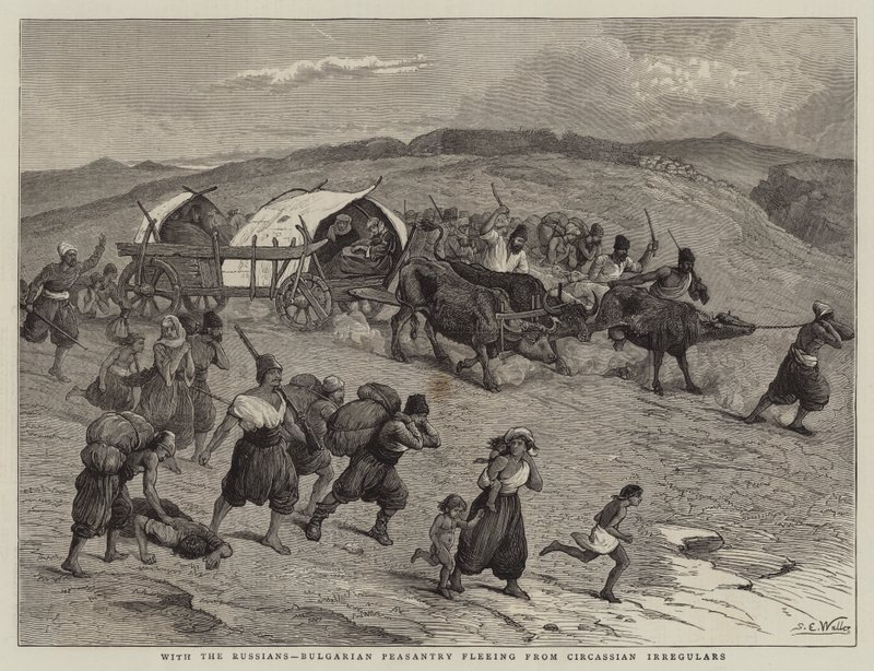 Con los rusos, campesinos búlgaros huyendo de irregulares circasianos de Samuel Edmund Waller