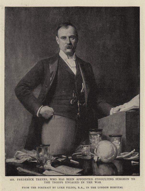 Sr. Frederick Treves, quien ha sido nombrado cirujano consultor de las tropas involucradas en la guerra de Samuel Luke Fildes