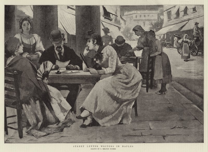 Escritores de cartas en la calle en Nápoles de Samuel Melton Fisher