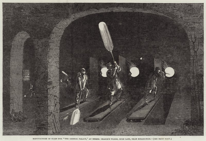 Fabricación de vidrio para el Palacio de Cristal, en las obras de Messers Chance, Spon-Lane, cerca de Birmingham de Samuel Read