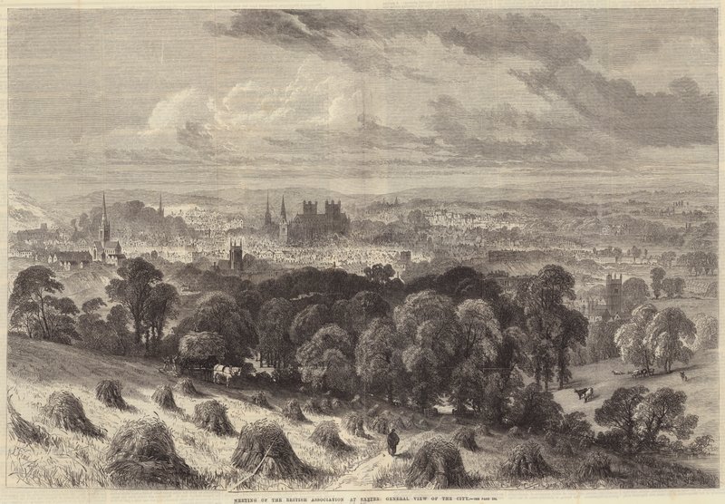 Reunión de la Asociación Británica en Exeter, vista general de la ciudad de Samuel Read