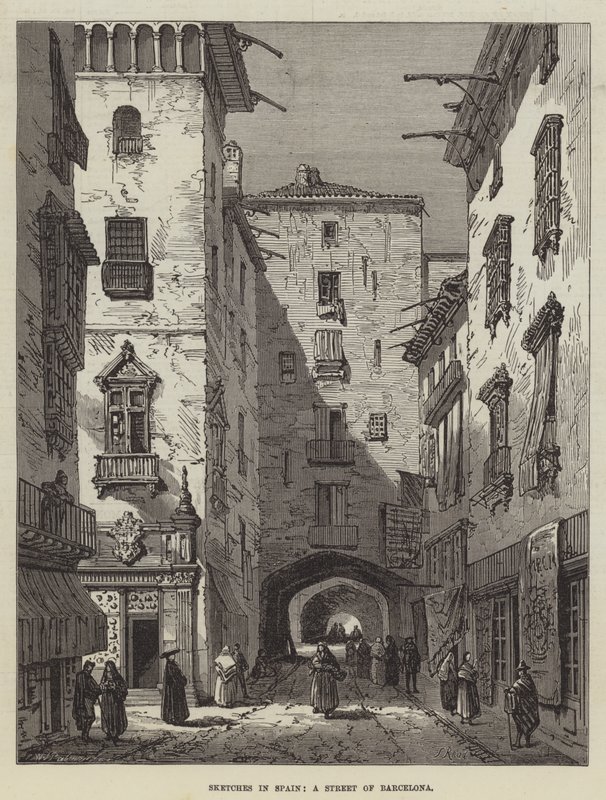 Bocetos en España, una calle de Barcelona de Samuel Read