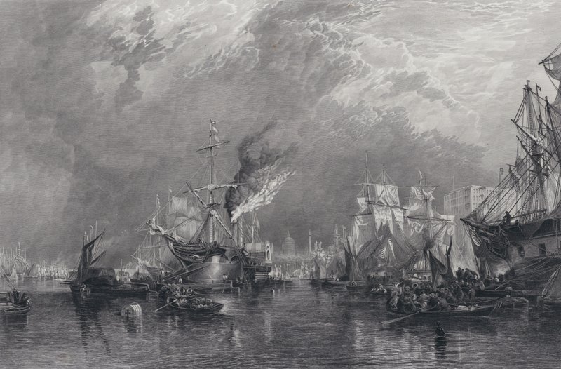 El Puerto de Londres (grabado) de Samuel (after) Bough