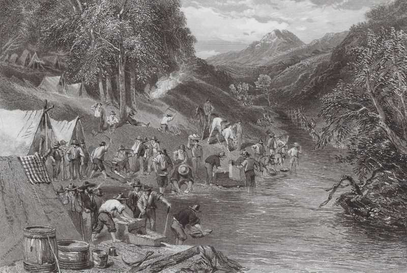 Australia: Alluvial Gold Washing (grabado) de Samuel (after) Prout