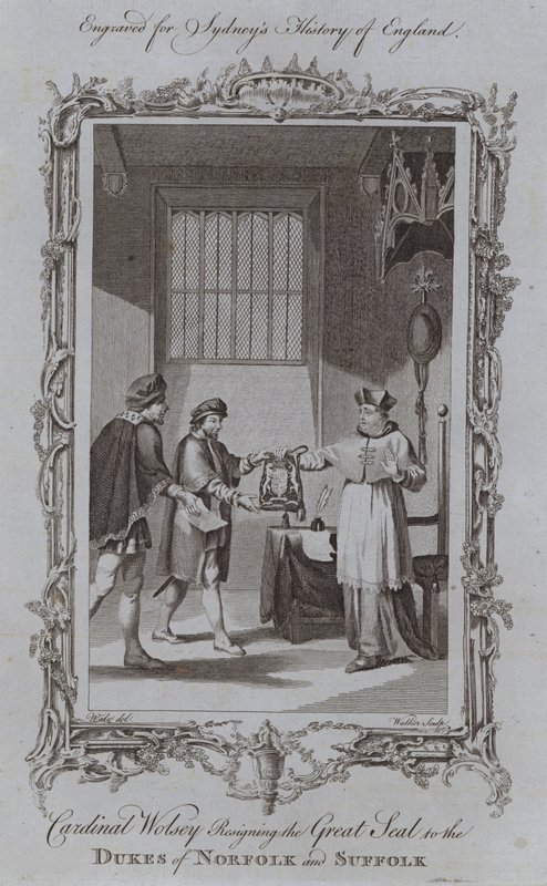 El Cardenal Wolsey Renunciando al Gran Sello ante los Duques de Norfolk y Suffolk de Samuel (after) Wale