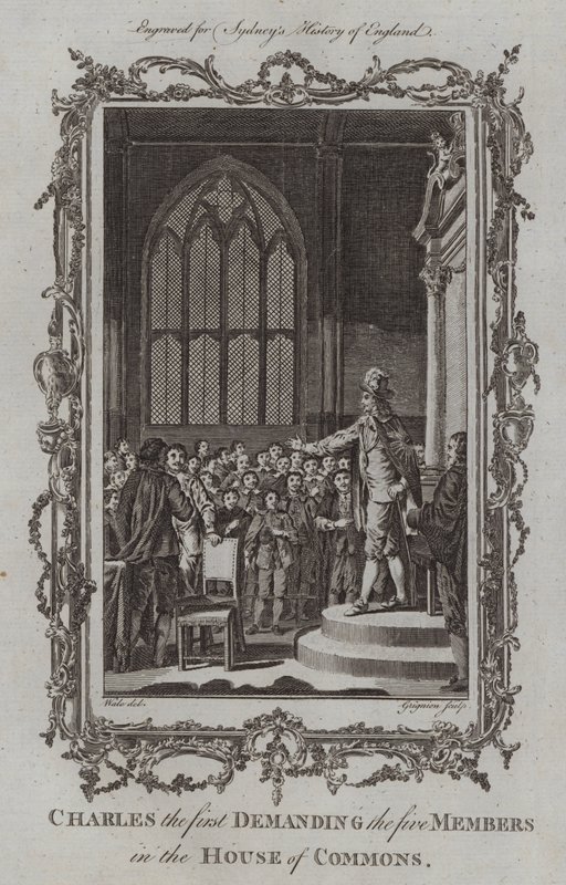Carlos I Exigiendo a los Cinco Miembros en la Cámara de los Comunes de Samuel (after) Wale