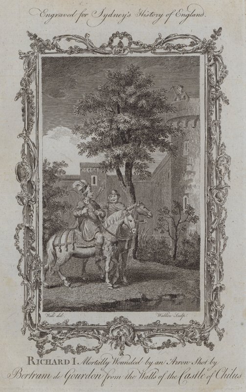 Ricardo I mortalmente herido por una flecha disparada por Bertram de Gourdon desde los muros del castillo de Chilus de Samuel (after) Wale