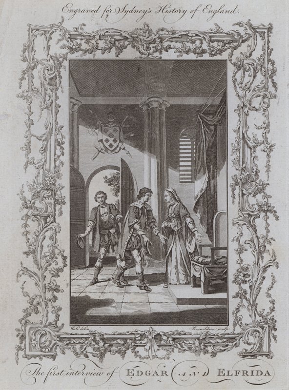 La primera entrevista de Edgar y Elfrida (grabado) de Samuel (after) Wale