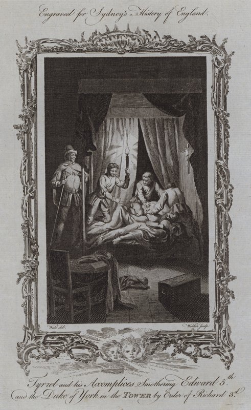 Tyrrel y sus Cómplices Asfixiando a Eduardo V y al Duque de York en la Torre por Orden de Ricardo III de Samuel (after) Wale