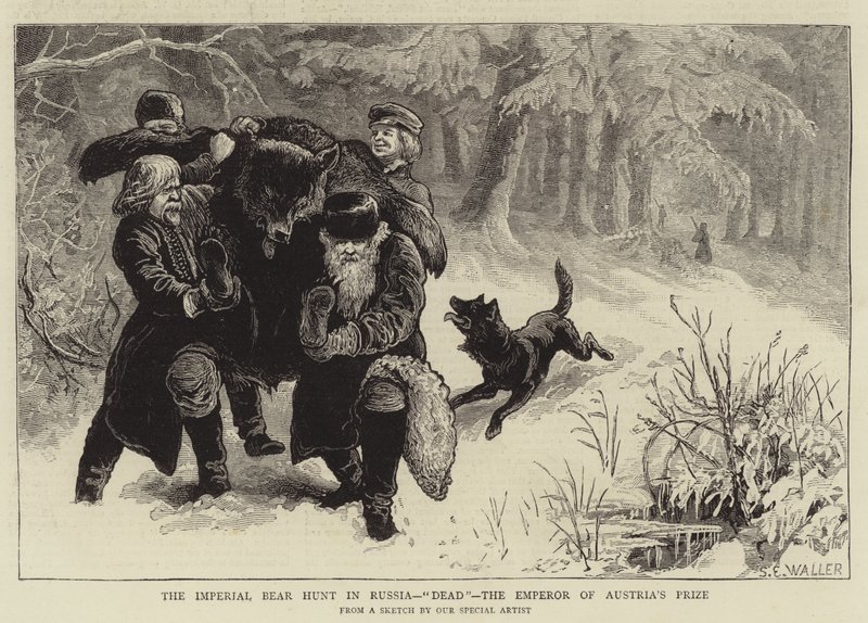 La caza del oso imperial en Rusia, muerto, el premio del emperador de Austria de Samuel Edmund Waller