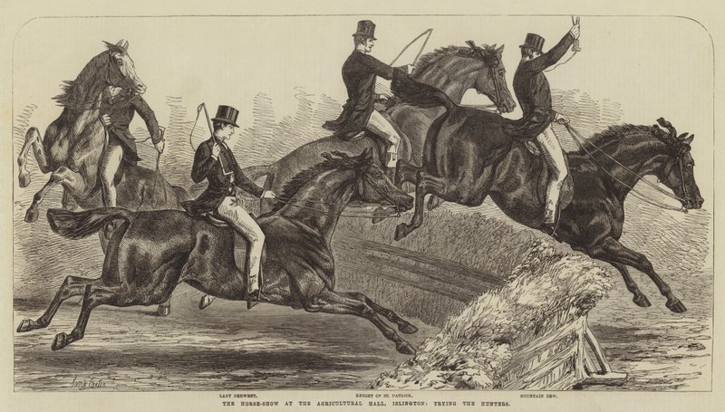 La Exposición de Caballos en el Salón Agrícola, Islington, probando los Cazadores de Samuel John Carter
