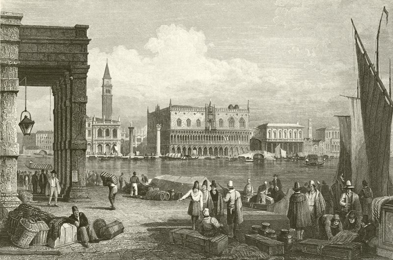 El Gran Canal y el Palacio Ducal, Venecia de Samuel Prout