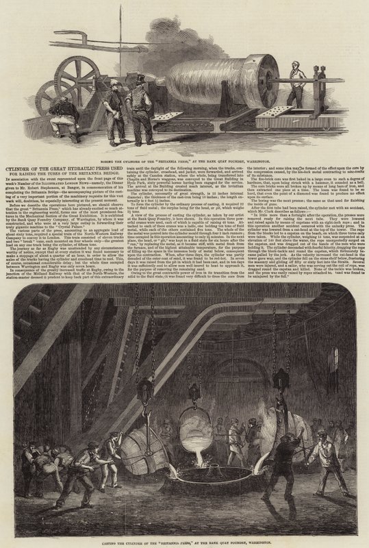 Cilindro de la Gran Prensa Hidráulica utilizada para levantar los tubos del Puente Britannia de Samuel Read
