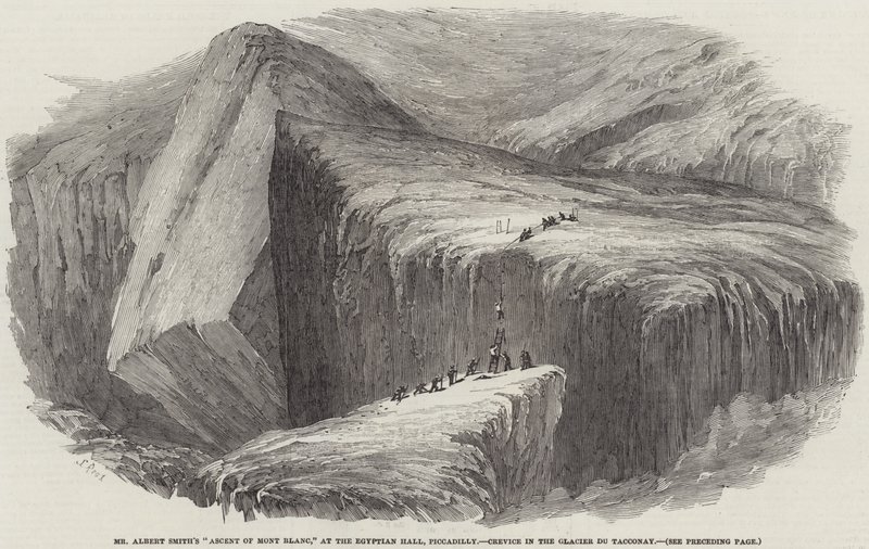Ascenso del Sr. Albert Smith al Mont Blanc, en el Egyptian Hall, Piccadilly, Grieta en el Glaciar du Tacconay de Samuel Read
