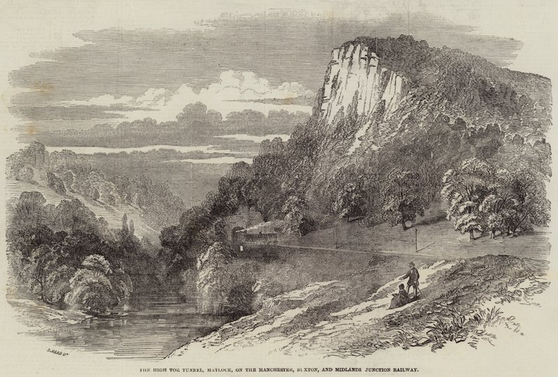 El túnel de High Tor, Matlock, en el Ferrocarril de Manchester, Buxton y Midlands Junction de Samuel Read