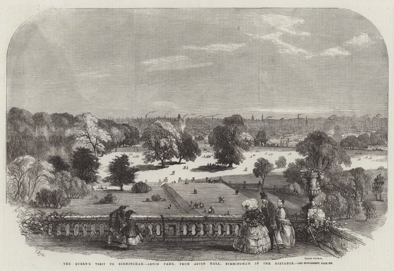 La visita de la reina a Birmingham, Aston Park, desde Aston Hall, Birmingham en la distancia de Samuel Read