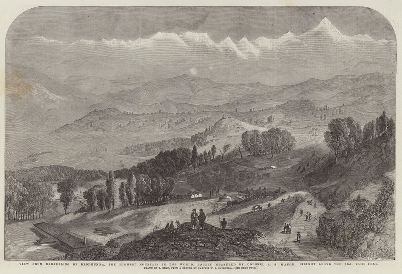 Vista desde Darjeeling de Deodhunga, la Montaña Más Alta del Mundo, medida recientemente por el Coronel A S Waugh, Altura sobre el Nivel del Mar, 29002 pies de Samuel Read