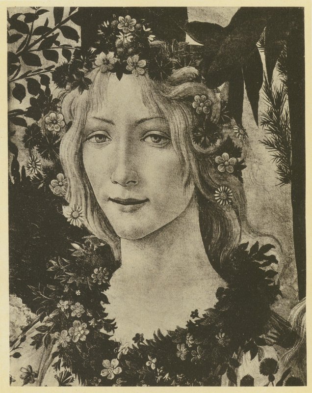 Botticelli: Primavera, Detalle (foto b/n) de Sandro (after) Botticelli
