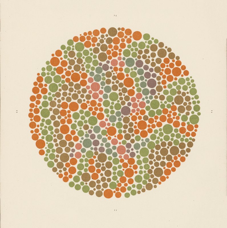 Test de color de Ishihara para detectar el daltonismo. (litografía en color) de School Japanese