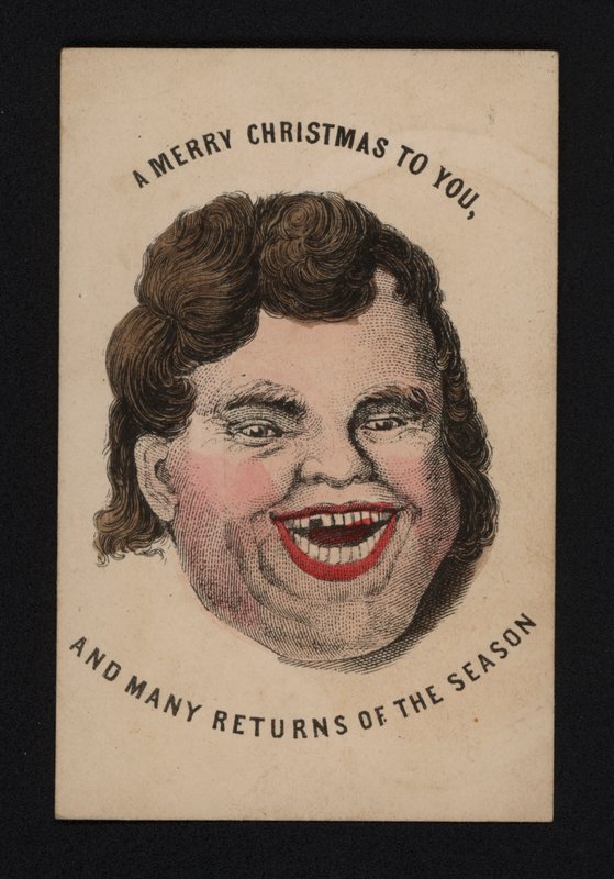 Cara de un hombre riendo, tarjeta de felicitación navideña, finales del siglo XIX de Scottish School