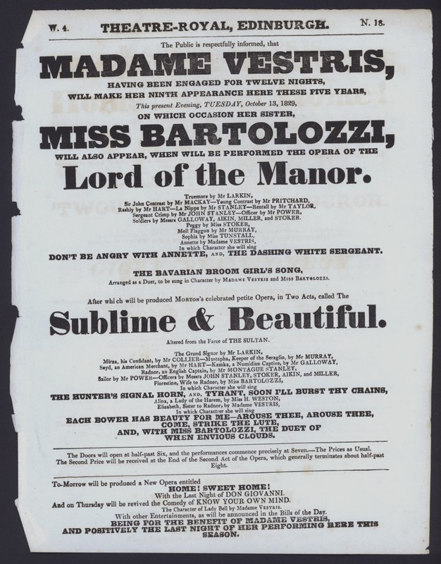 Programa de teatro para el Theatre Royal, Edimburgo de Scottish School