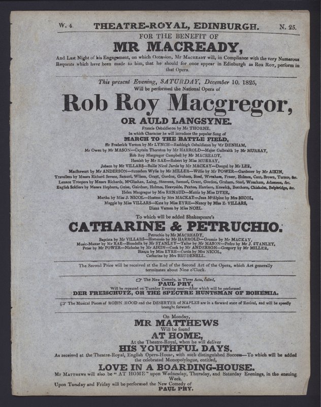 Programa de teatro para el Theatre Royal, Edimburgo de Scottish School