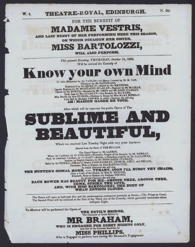 Programa de teatro para el Theatre Royal, Edimburgo de Scottish School